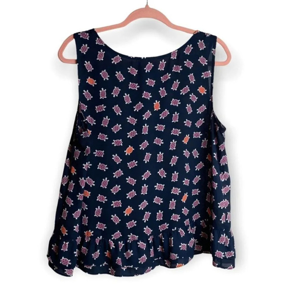 maison Jules Blue Turtle Pattern Sleeveless Top - Picture 2 of 6